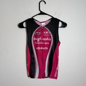 Louis Garneau Shark Pro Cycling Jersey Women XL Pink Tough Cookie Triathlon Team